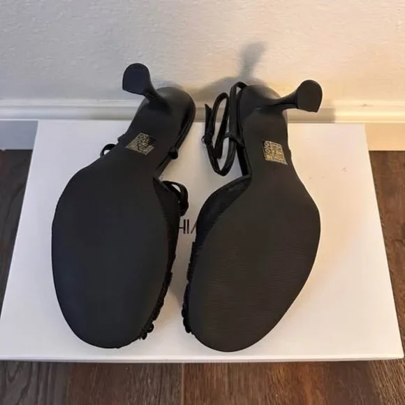 Cynthia Rowley Embellished Mesh Slipper Heels (black / 7.5) - Picture 3 of 4